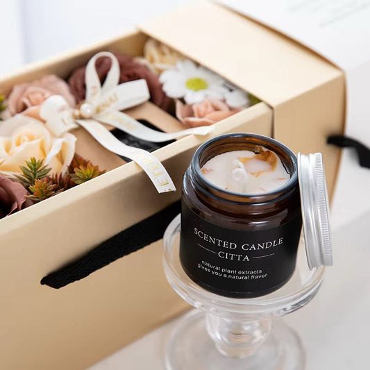 Coffret Cadeau Bougie Parfumée & Fleurs – 🎁 - Ma petite merveille